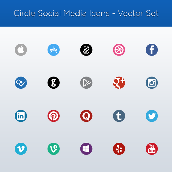 Circle Social Media Icons Vector Set
